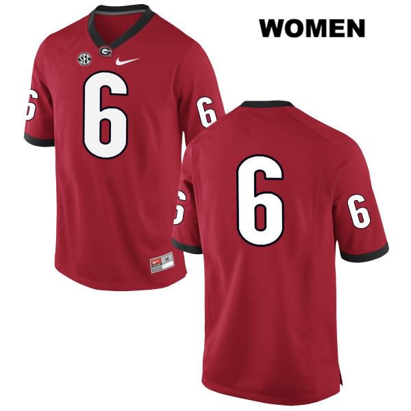 Georgia Bulldogs Women's Natrez Patrick #6 NCAA No Name Authentic Red Nike Stitched College Football Jersey FOL0056UA
